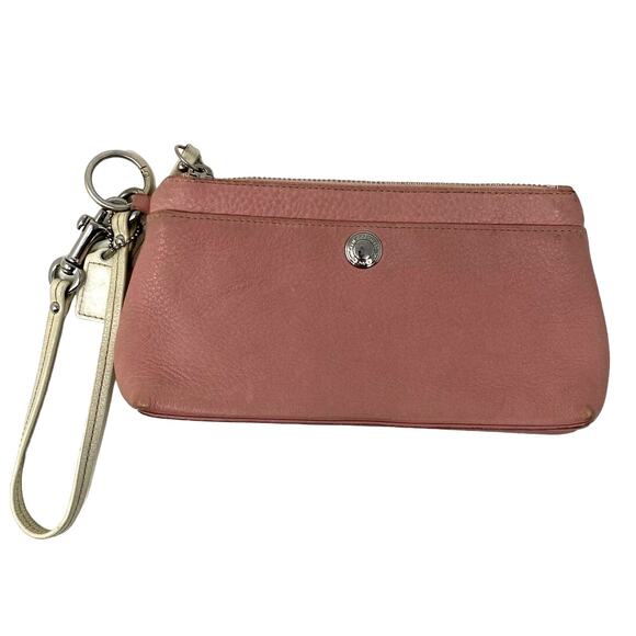 Coach Pebble Leather Blush Pink Clutch Wristlet Bag Wallet - Picture 1 of 7